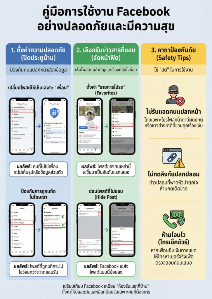 วิธีการตั้งค่า Facebook ให้ปลอดภัยและมีความสุ