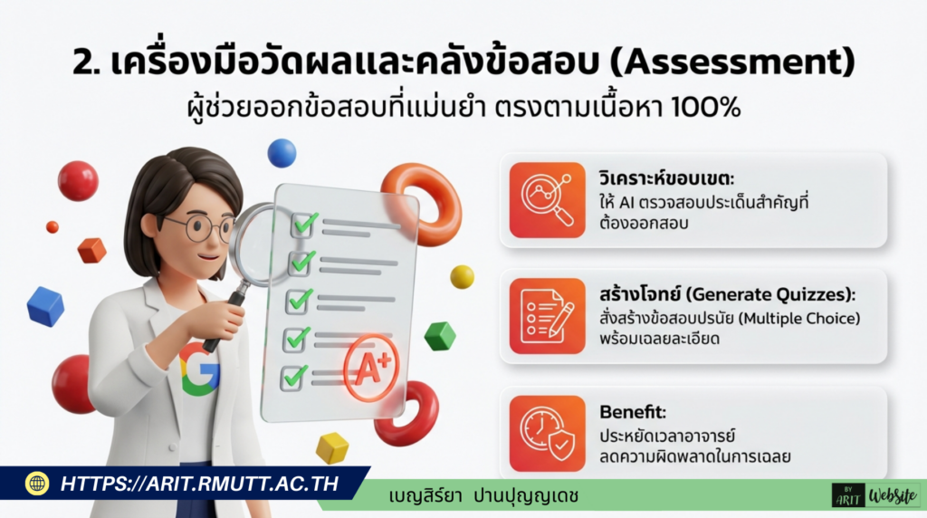 2. เครื่องมือวัดผลและคลังข้อสอบ (Aรรรรรment) ผู้ช่วยออกข้อสอบที่แม่นยำ ตรงตามเนื้อหา 100%