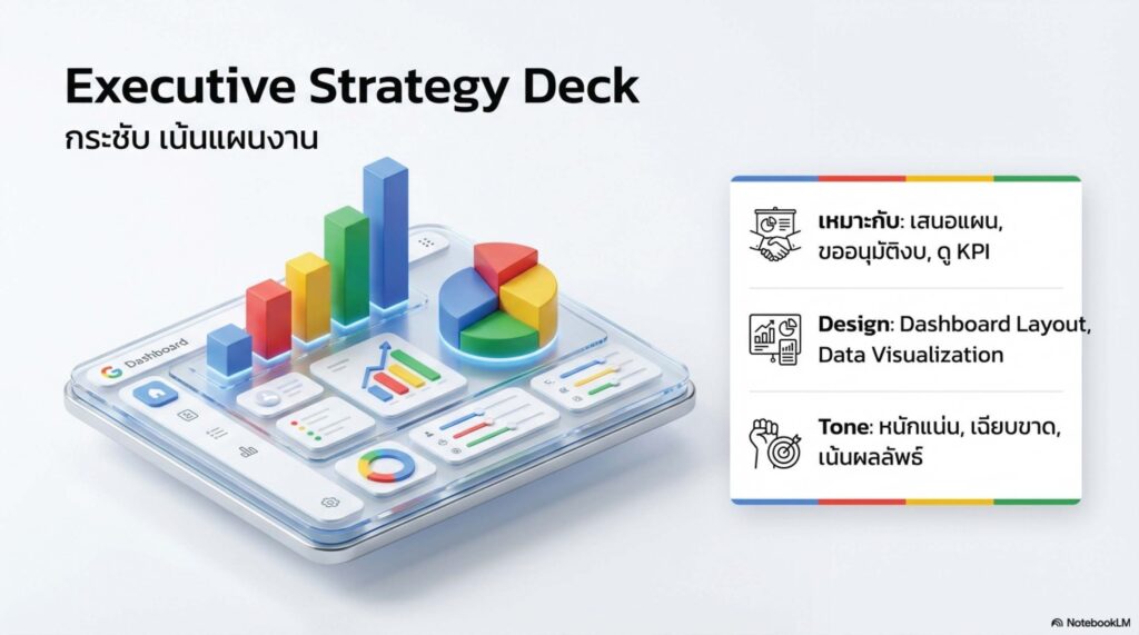สไลด์โครงสร้างการเขียน Prompt สำหรับออกแบบสไลด์ (The Master Prompt) ด้วย NotebookLM