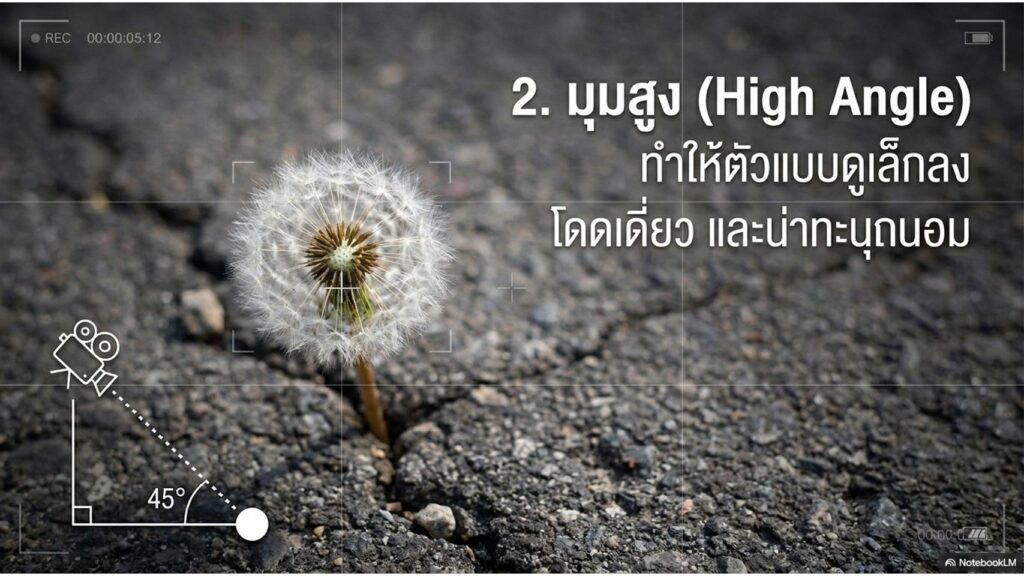สร้างสไลด์สไตล์สมจริง แนะนำมุมมองการถ่ายภาพขนาดตัวอักษร 30pt ความละเอีย 300dpi ภาษาเหมาะกับนักเรียนมัธยมปลาย เน้นตัวอย่างเป็นวัตถุ หรือดอกไม้