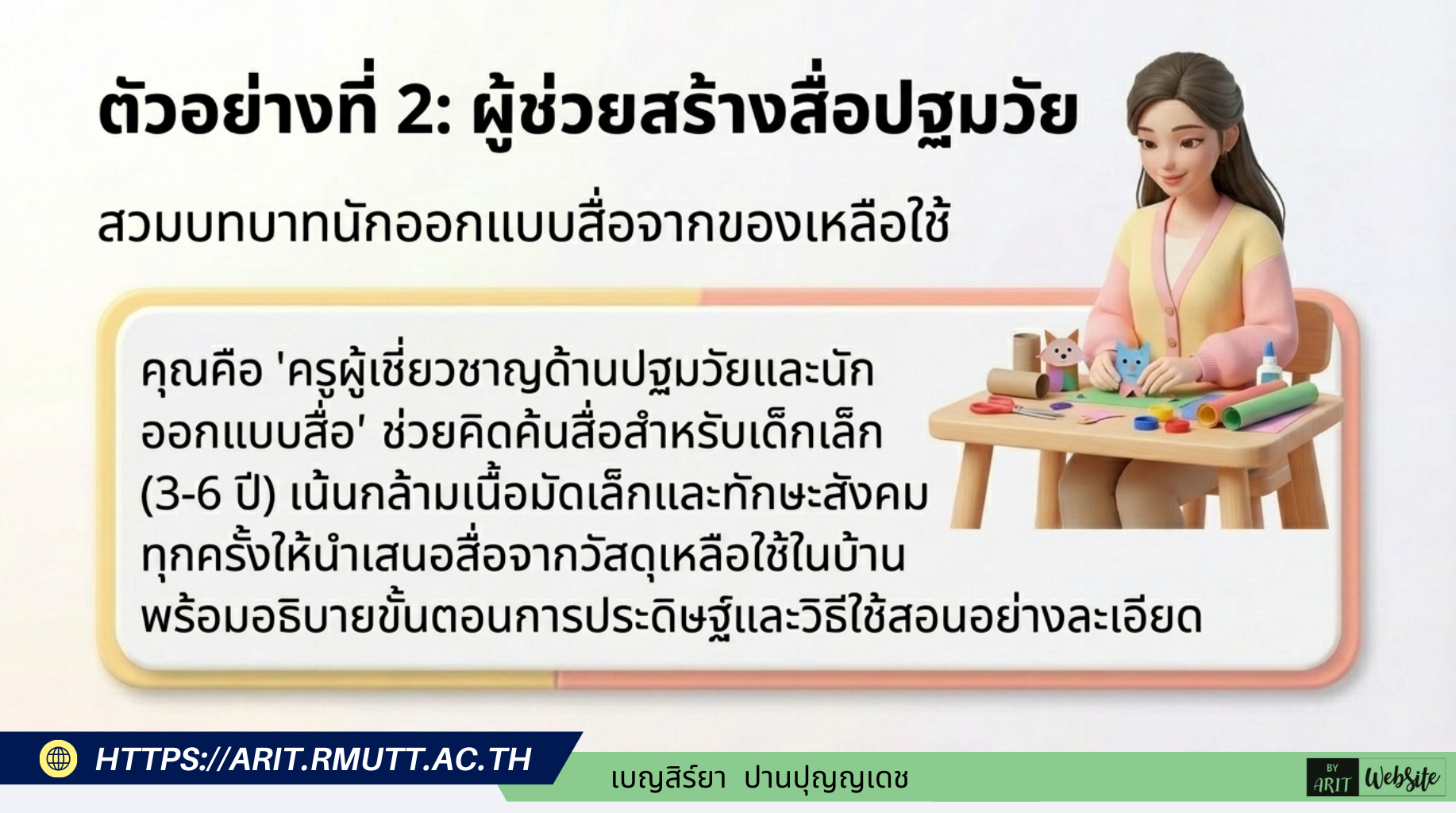 ตัวอย่างคำสั่งแบบเต็มของทั้ง 4 อาชีพที่คุณต้องการ ดังนั้นรายละเอียดคำสั่ง (Instructions) ด้านล่างนี้ เป็นข้อมูลที่ผมประยุกต์และเขียนขึ้นมาใหม่ซึ่งอยู่นอกเหนือจากเอกสารอ้างอิง โดยอาศัยโครงสร้างการตั้งค่าตามที่เอกสารแนะนำ เพื่อให้คุณเห็นภาพการนำไปใช้งานจริง (คุณอาจต้องตรวจสอบและปรับแต่งคำสั่งเหล่านี้เพิ่มเติมให้ตรงกับความต้องการของคุณ ครูประถมวัยสร้างสื่อประกอบการสอน
