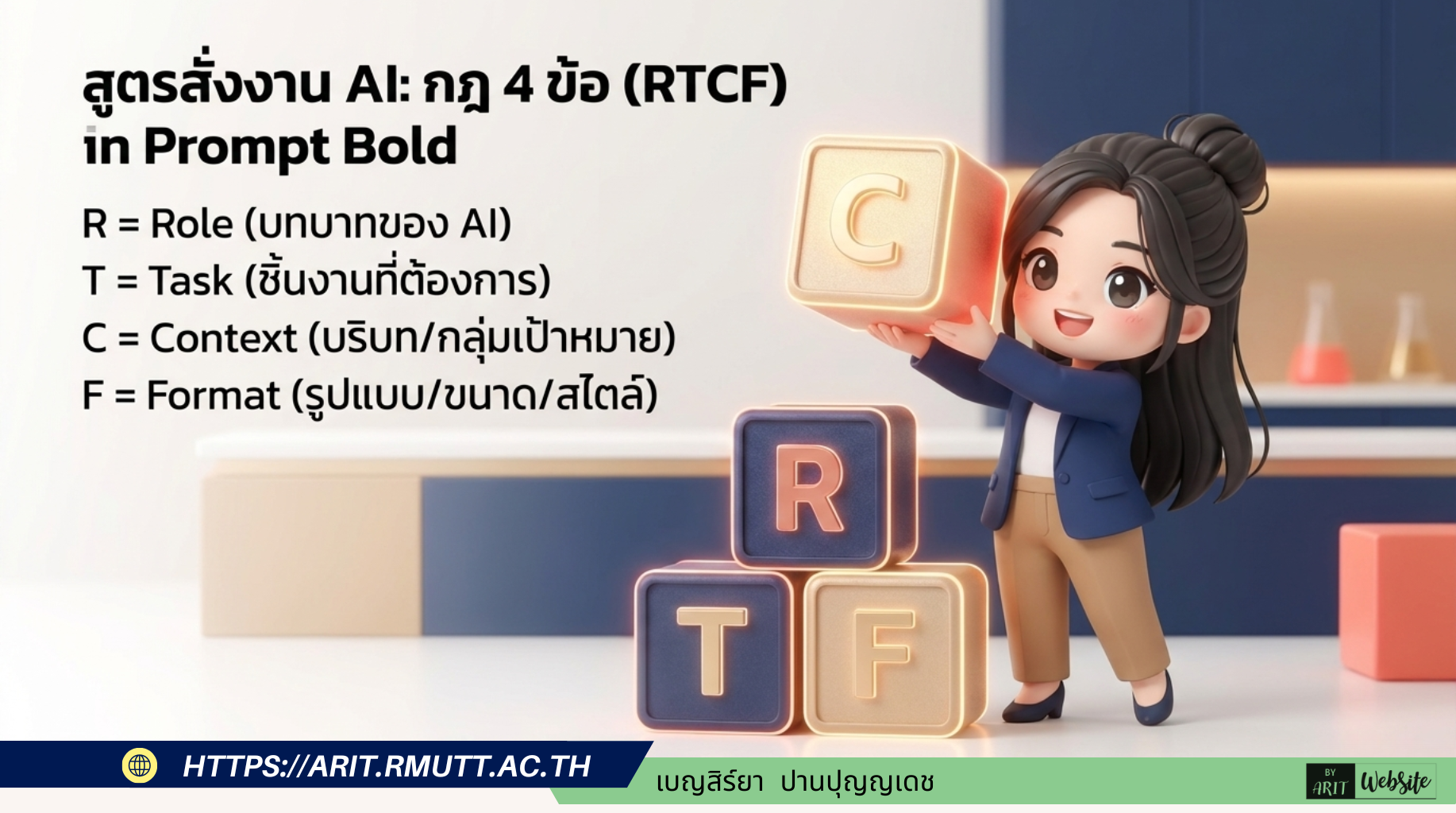 ย่อยข้อมูลด้วย AI ให้เหลือ 3-5 ประเด็น หัวใจสำคัญของ Infographic คือต้องไม่ยัดเยียดข้อมูลมากเกินไป บุคลากรสามารถสั่งให้ AI ทำหน้าที่คัดกรองเนื้อหา โดยมีกฎเหล็กคือ จำกัดประเด็นหลักให้อยู่ที่ 3-5 ข้อเท่านั้น