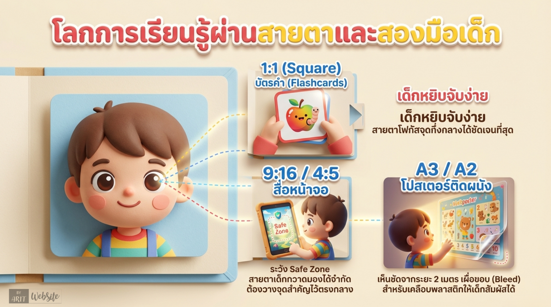 การเลือกอัตราส่วนให้เหมาะกับพฤติกรรมเด็ก เลือกอัตราส่วนตามวัตถุประสงค์การใช้งานจริงกับเด็ก ดังนี้