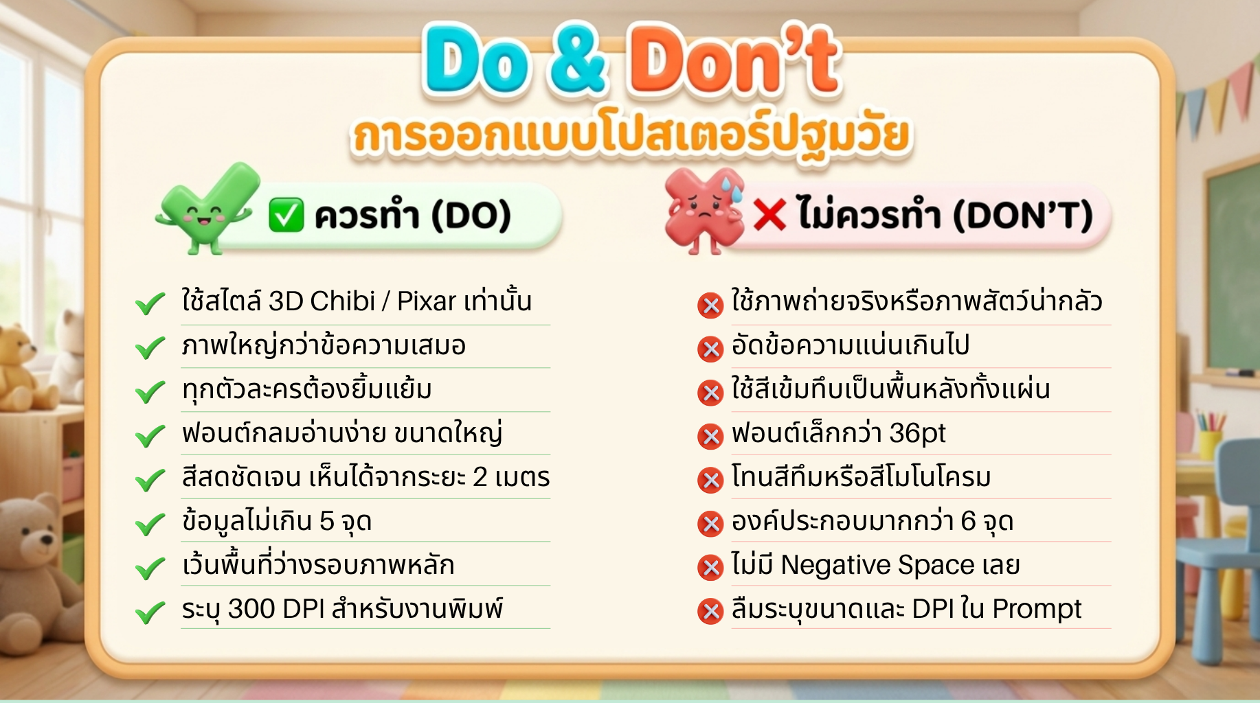 Do & Don't — สำหรับโปสเตอร์ปฐมวัย