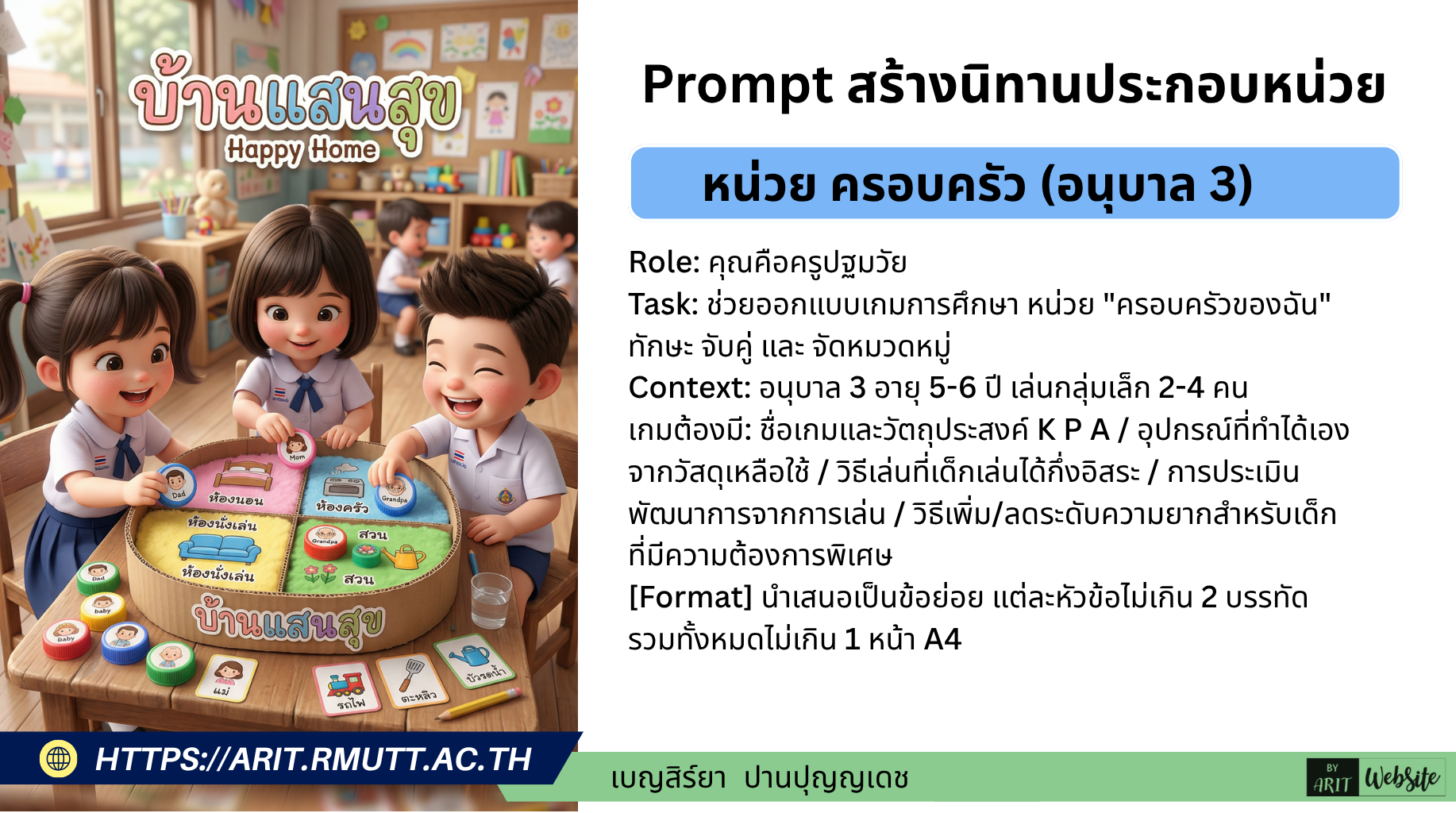 Prompt สร้างนิทานประกอบหน่วย หน่วย ครอบครัว (อนุบาล 3)