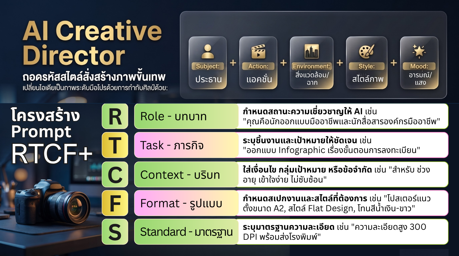 โครงสร้างคำสั่ง RTCF+S (Prompt Structure)